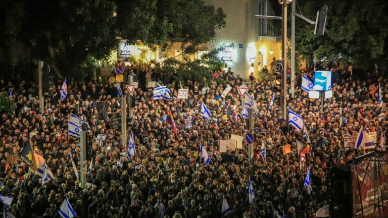 Israelis protest against the government's plans in Tel Aviv,  Israel - 14 Jan 2023